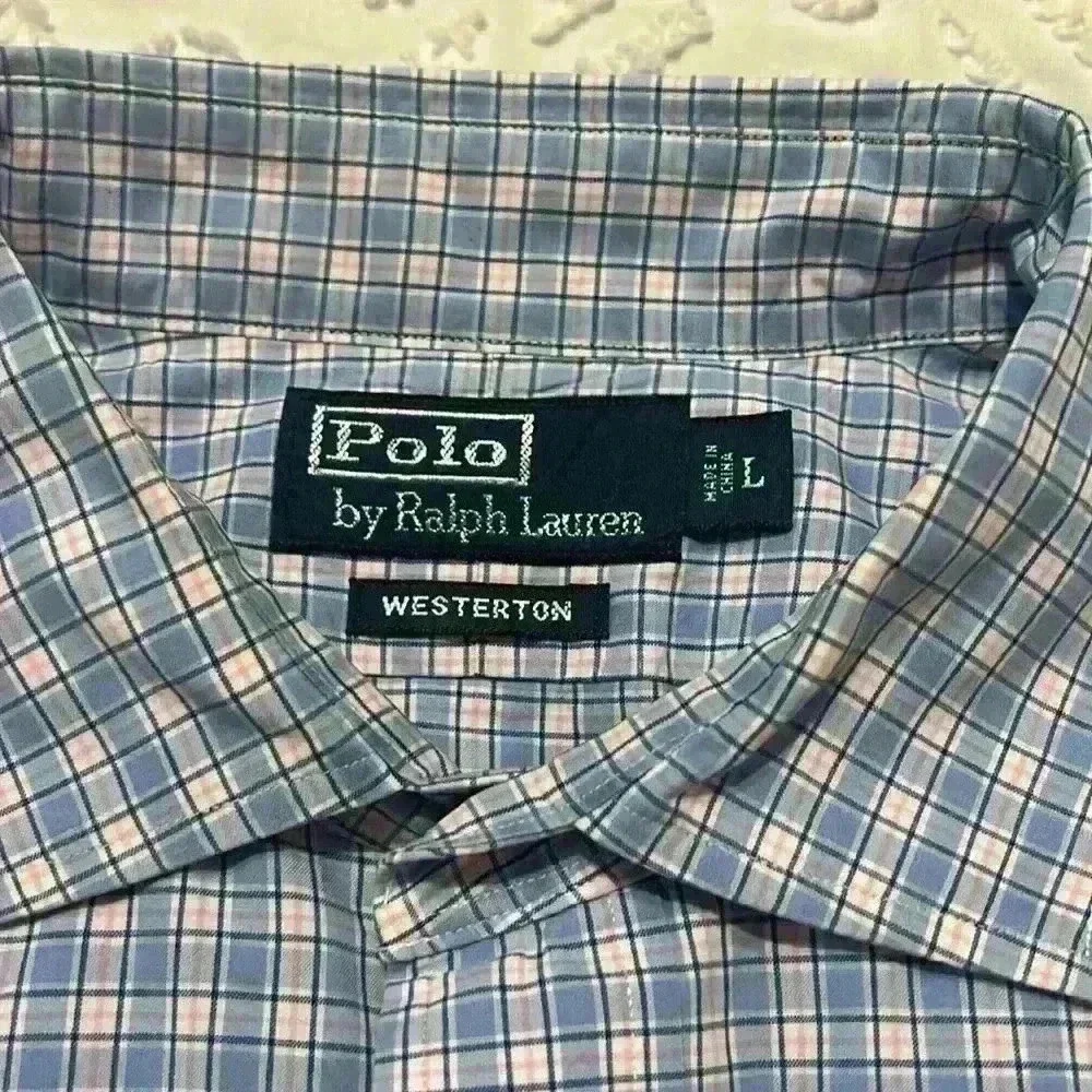 Polo by Ralph Lauren Westerton Button-Down Plaid Blue Pink Men’s Size Large